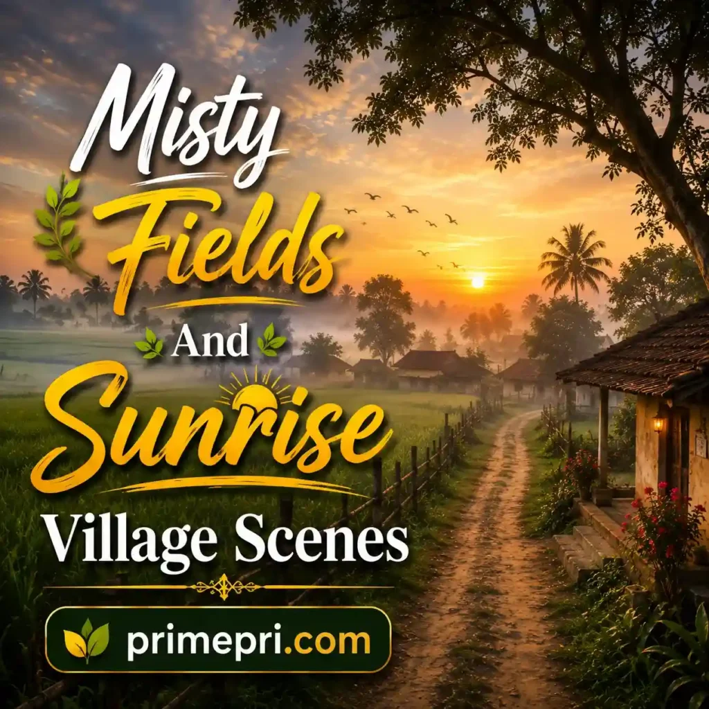 Misty Fields And Sunrise Village Scenes